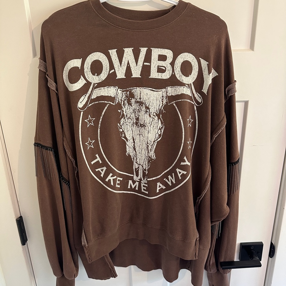 Buckle Brown Cowboy Graphic Women's Sweater